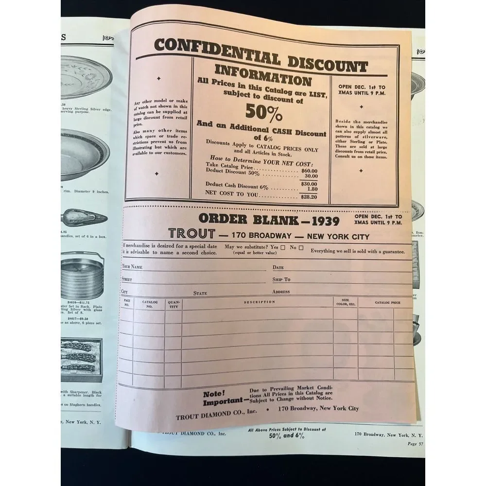 Vintage 1939 The Trout Diamond Company Jewelry‎ Jewelers Catalog Christmas Gift